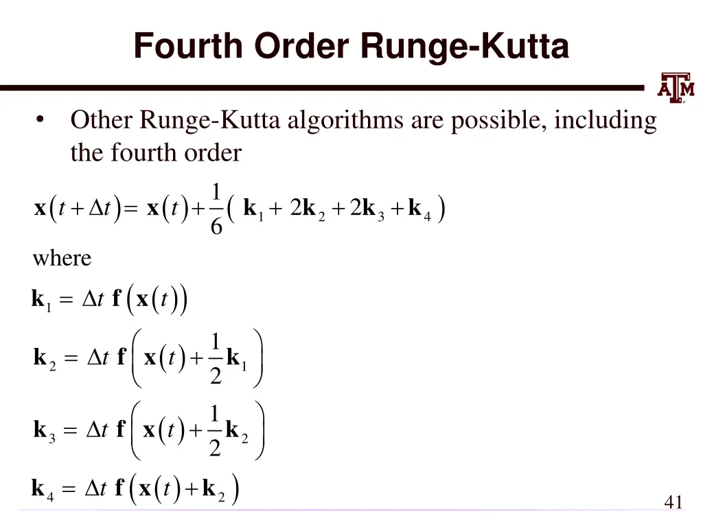 fourth order runge kutta