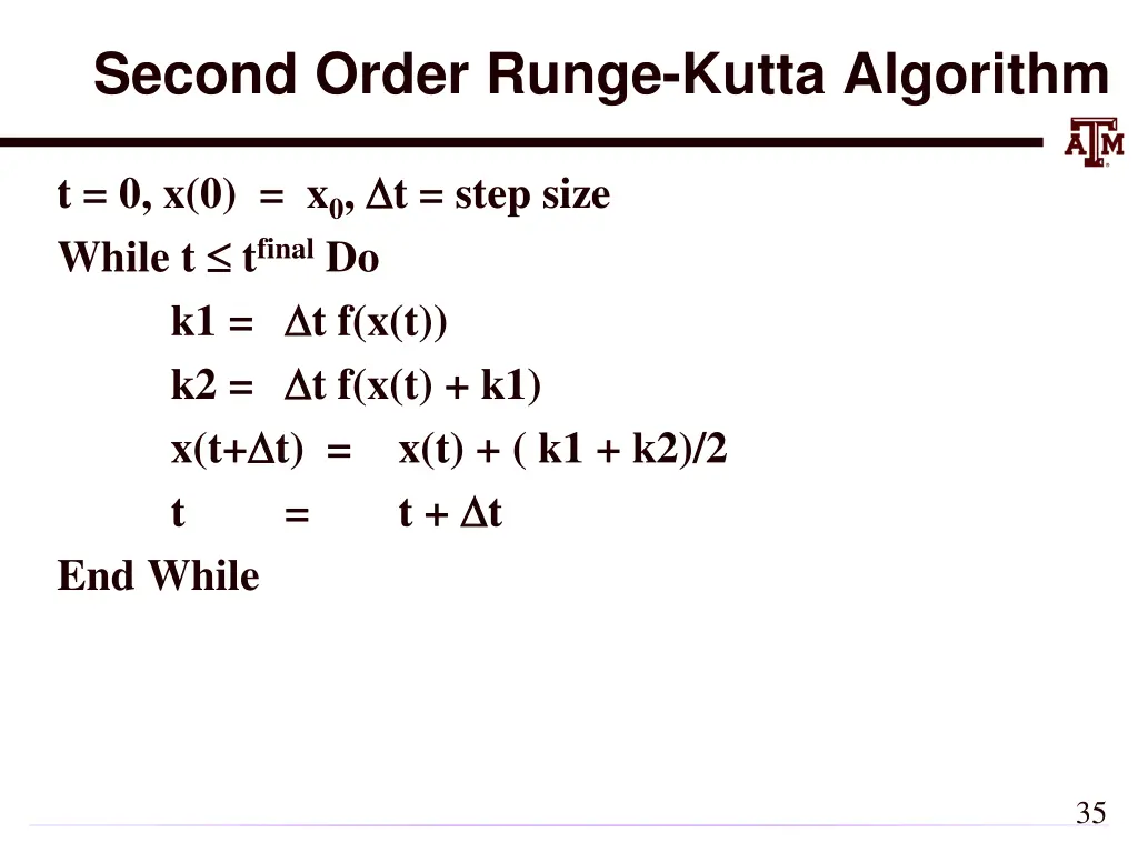 second order runge kutta algorithm