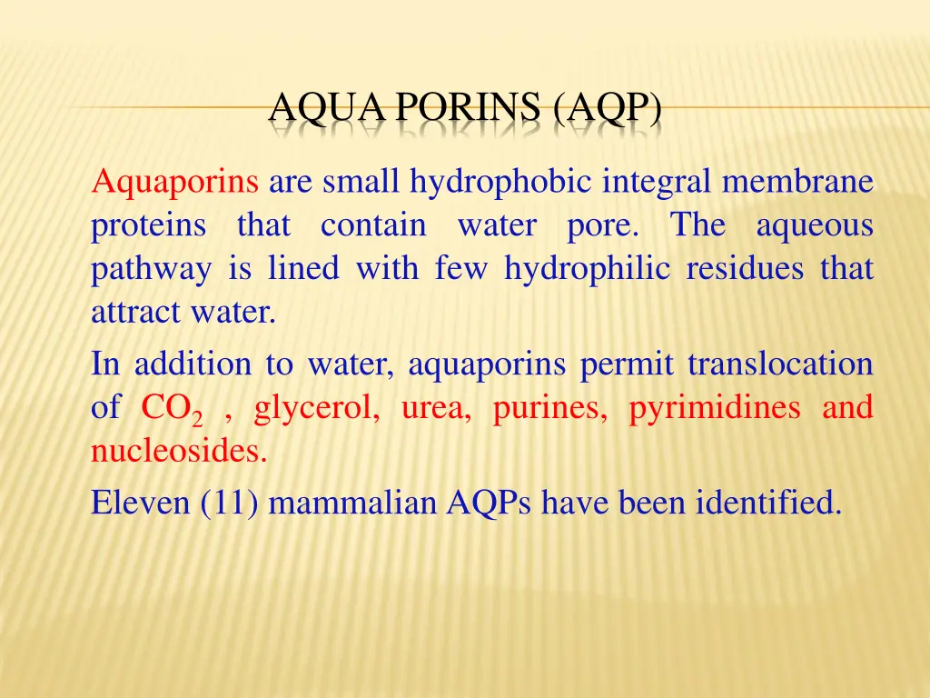 aqua porins aqp