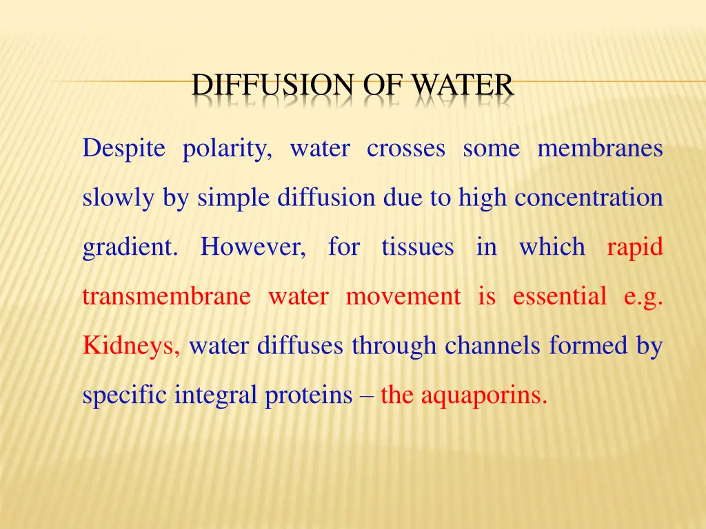diffusion of water