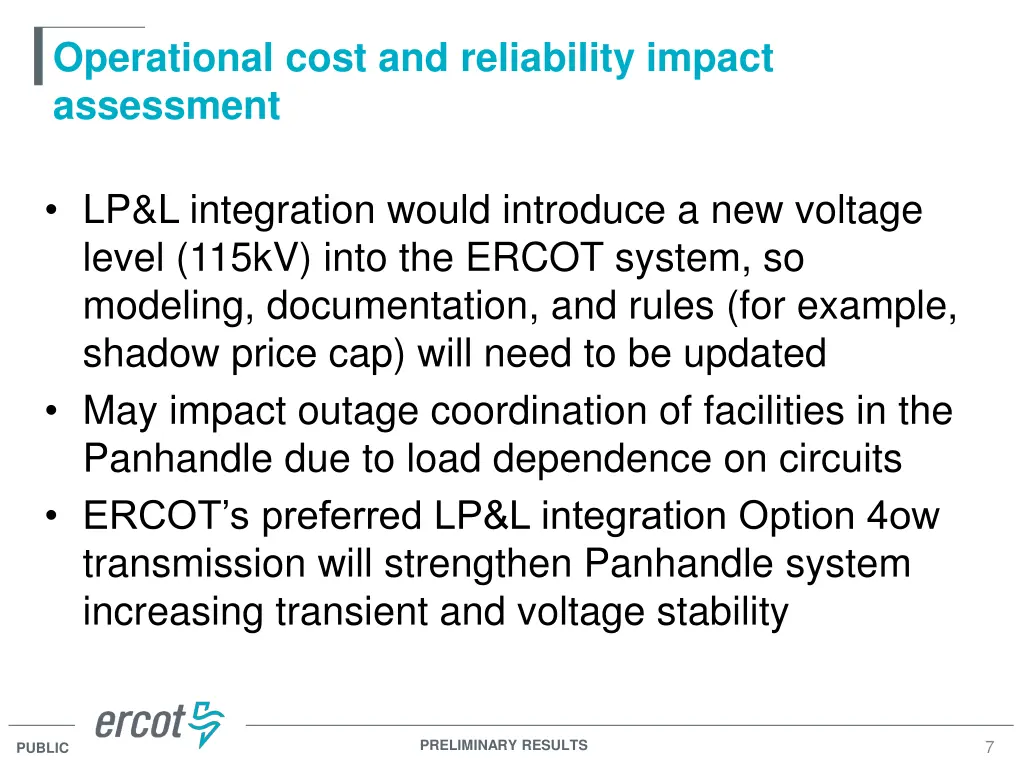 operational cost and reliability impact assessment