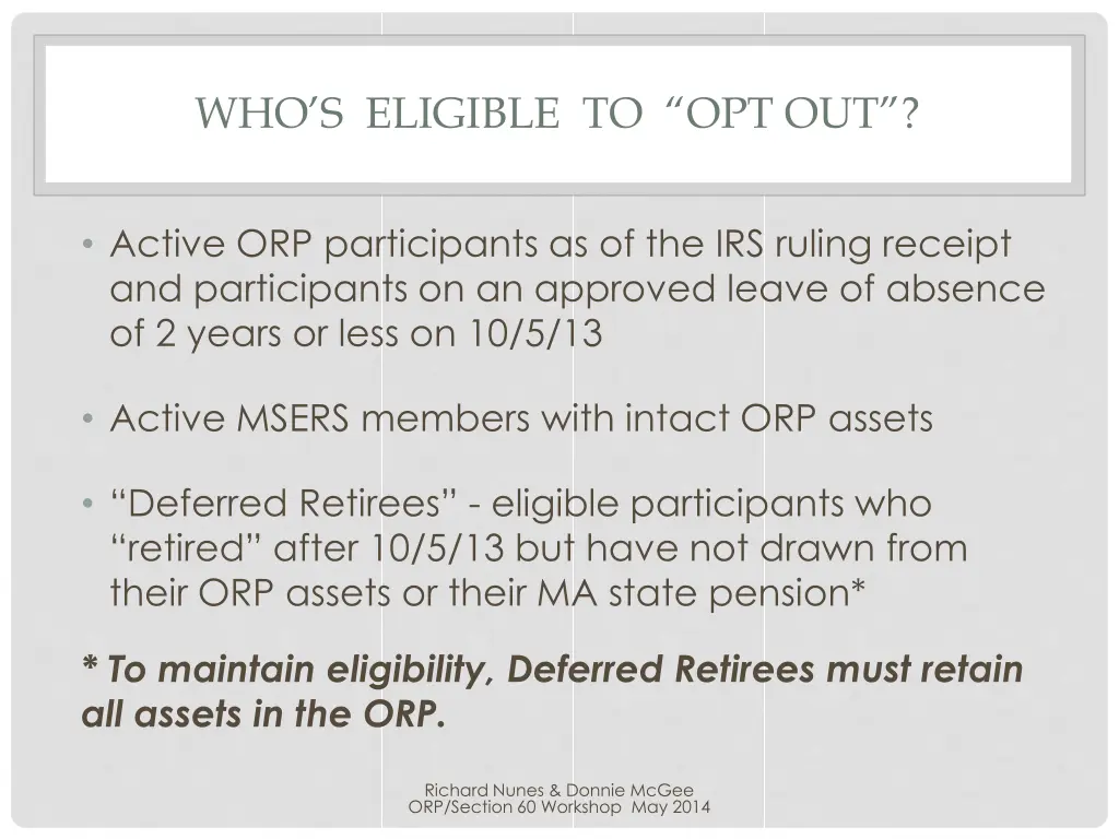 who s eligible to opt out