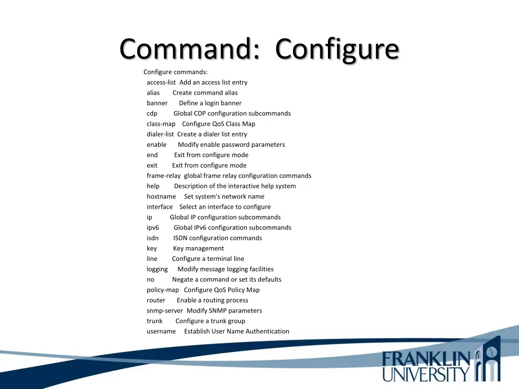 command configure