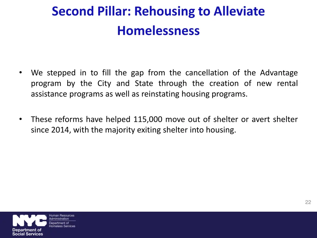 second pillar rehousing to alleviate homelessness