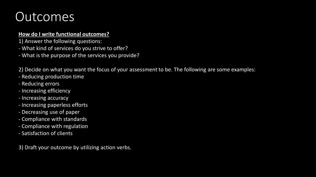 outcomes 6