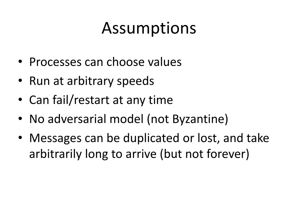 assumptions