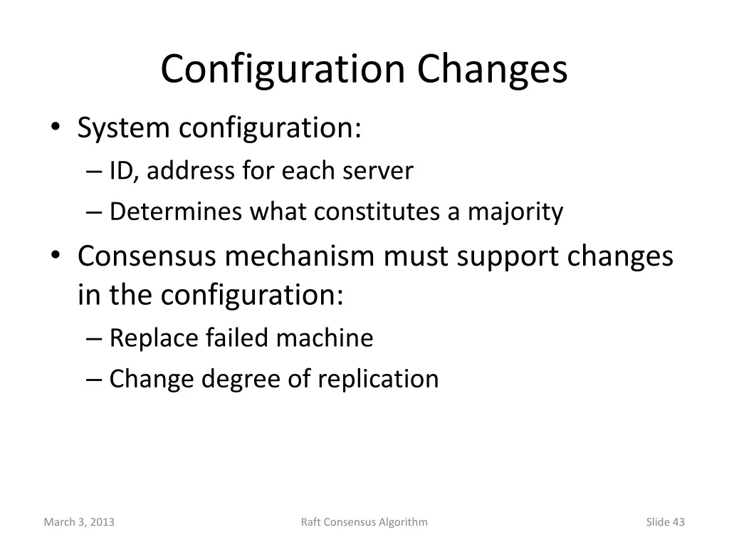 configuration changes