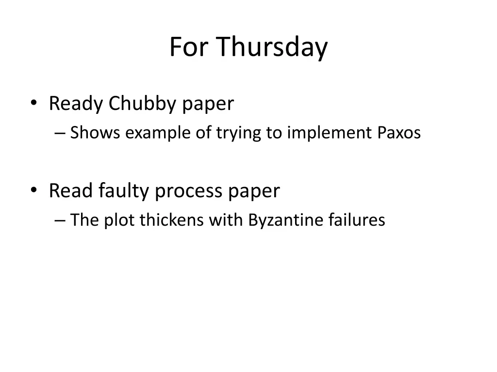 for thursday