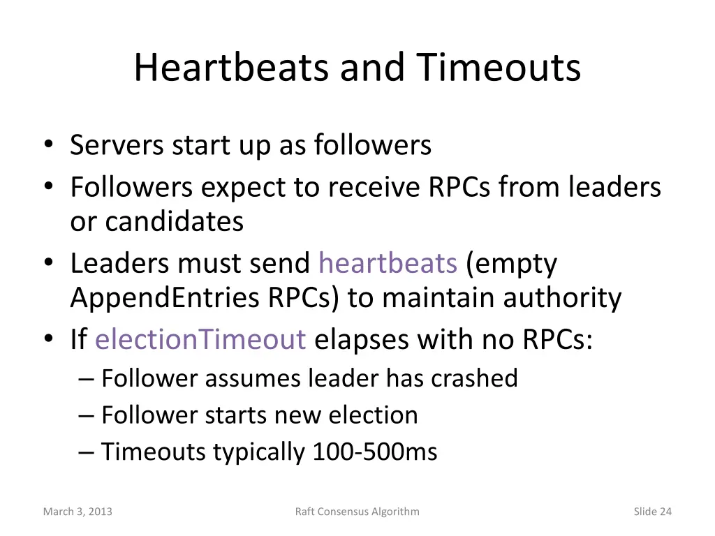 heartbeats and timeouts