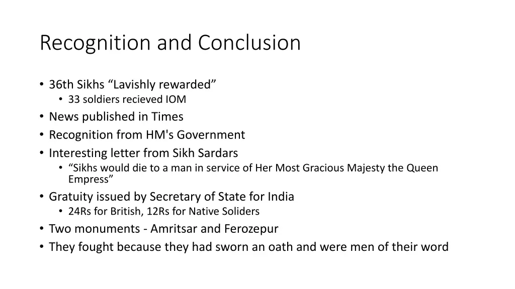 recognition and conclusion