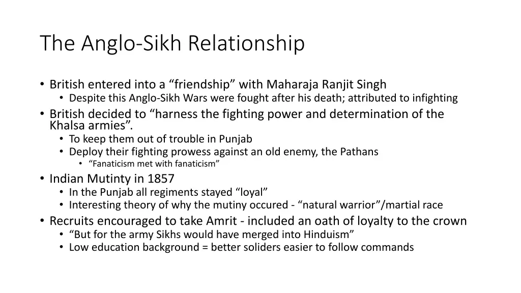 the anglo sikh relationship