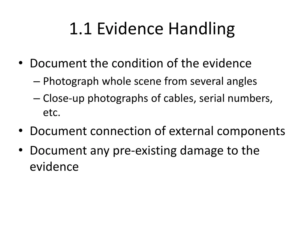 1 1 evidence handling 1