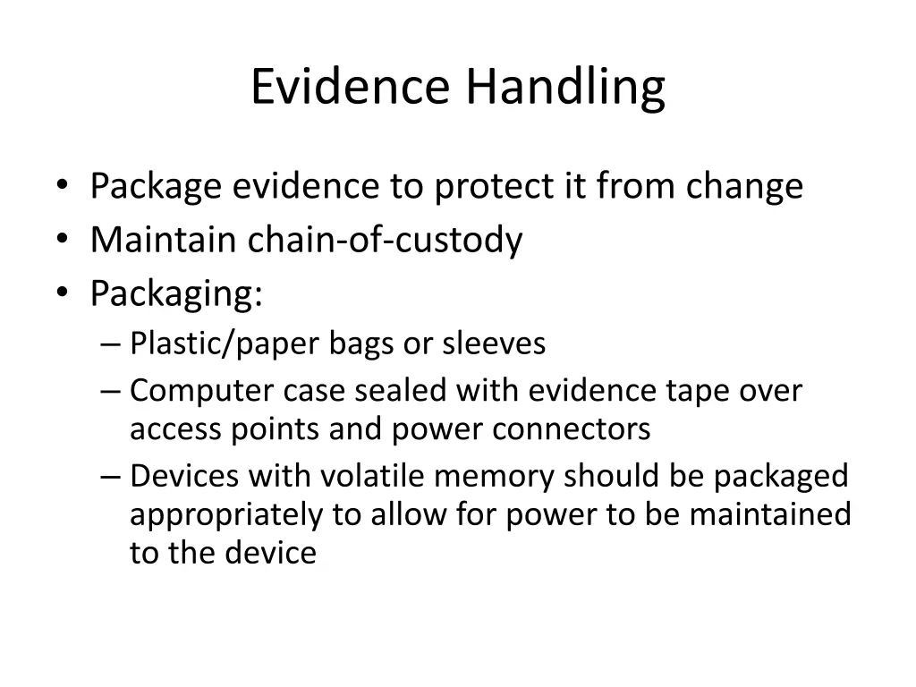evidence handling