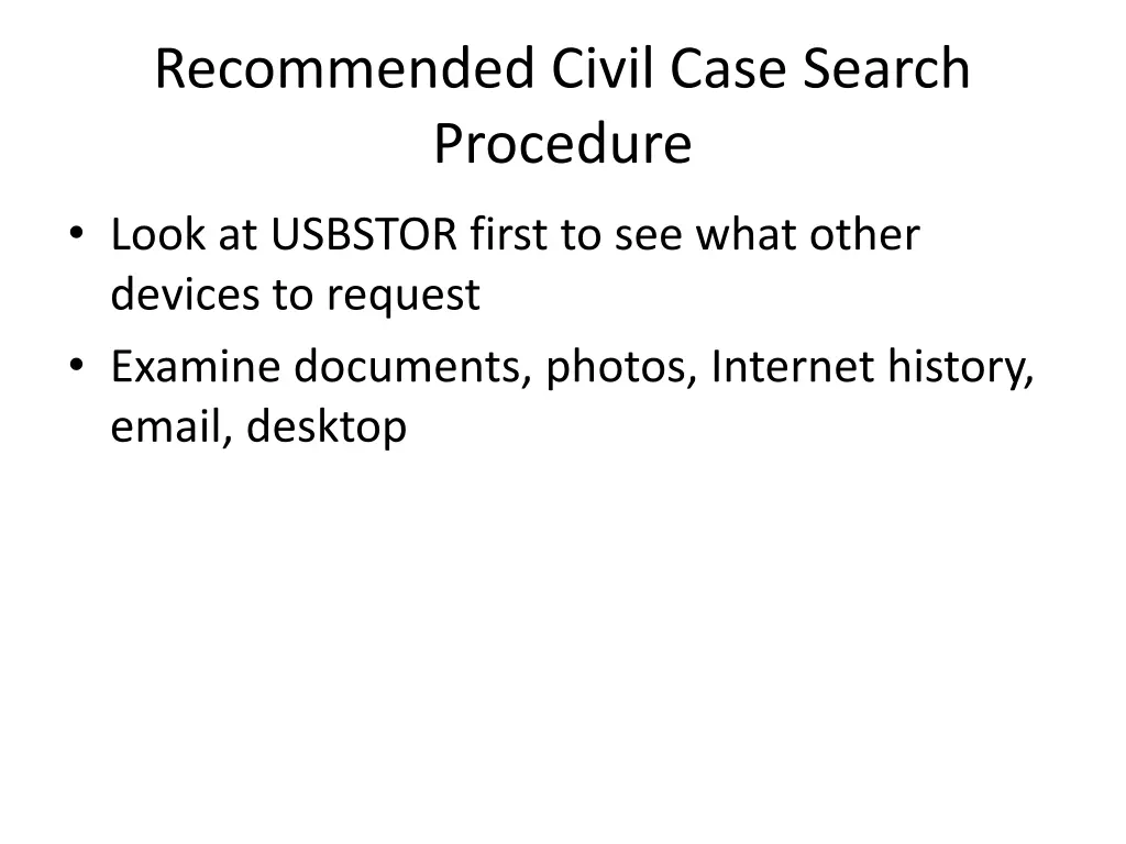 recommended civil case search procedure