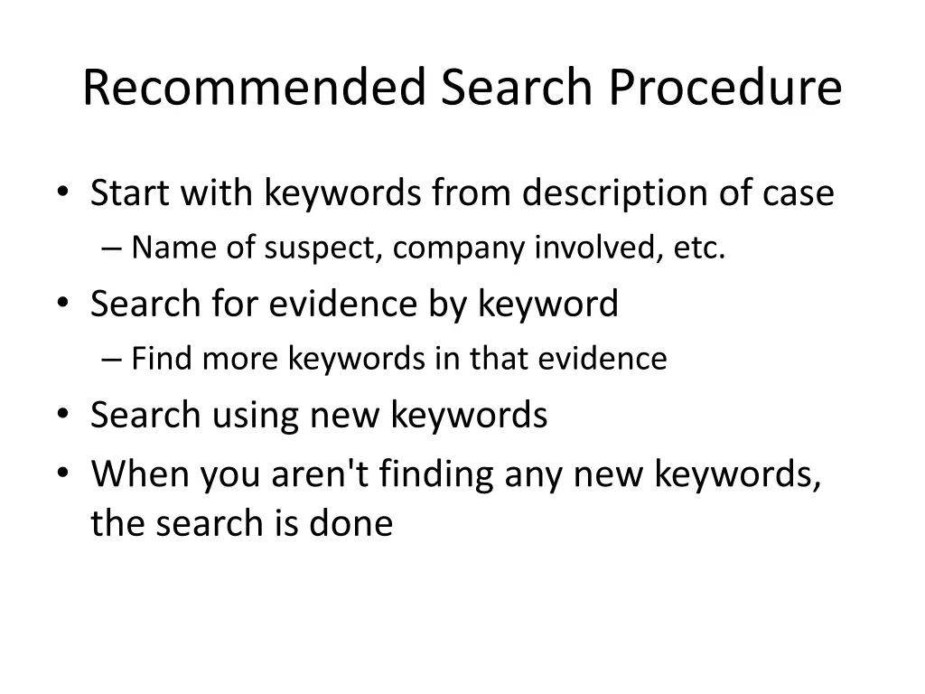recommended search procedure