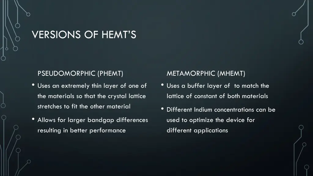 versions of hemt s