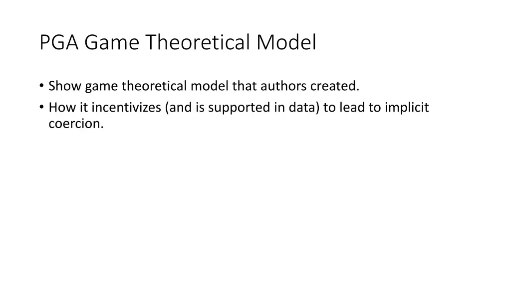 pga game theoretical model