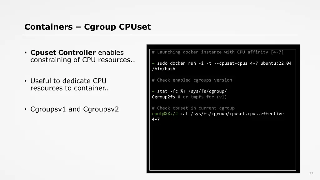 containers cgroup cpuset