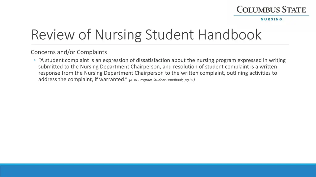 review of nursing student handbook 6
