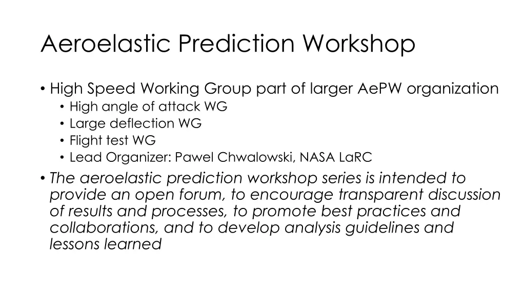 aeroelastic prediction workshop
