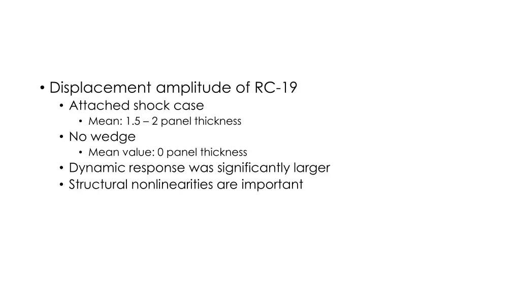 displacement amplitude of rc 19 attached shock