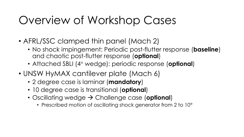 overview of workshop cases
