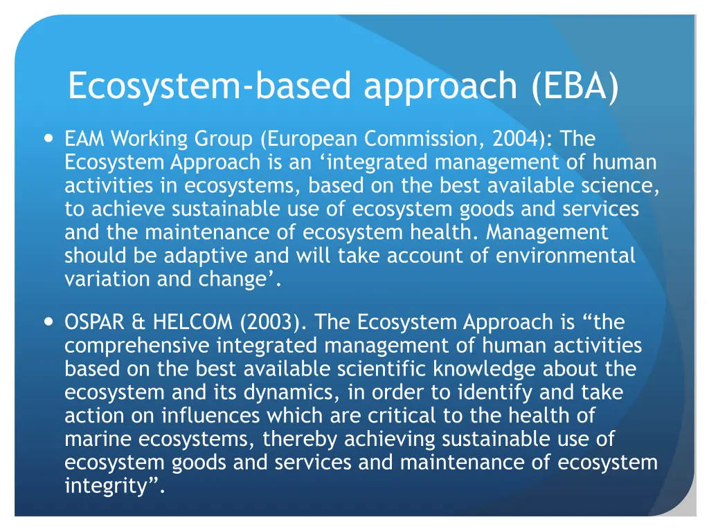 ecosystem based approach eba