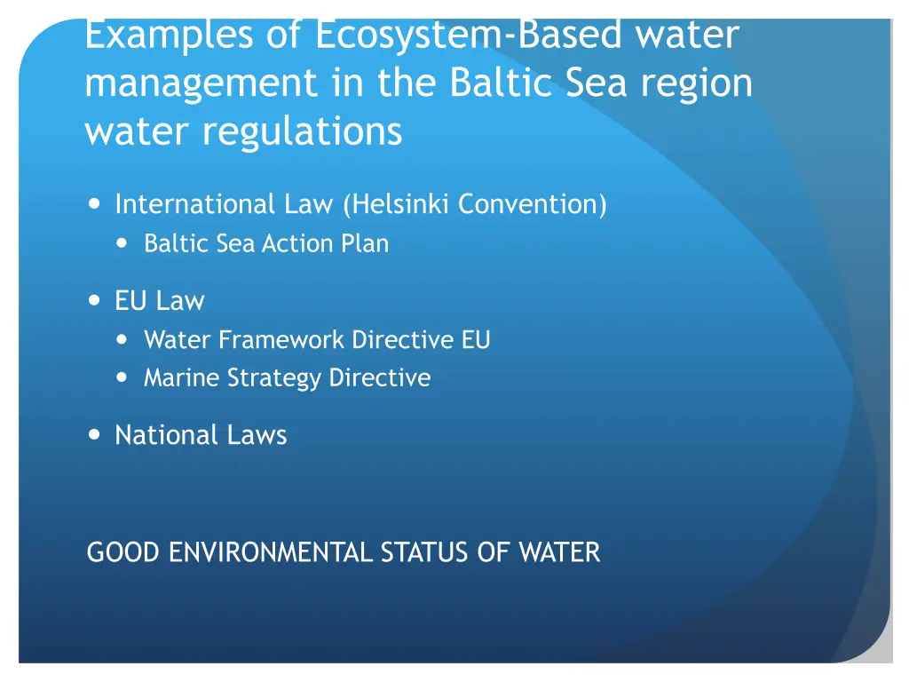 examples of ecosystem based water management