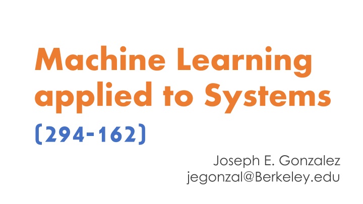 machine learning applied to systems 294 162