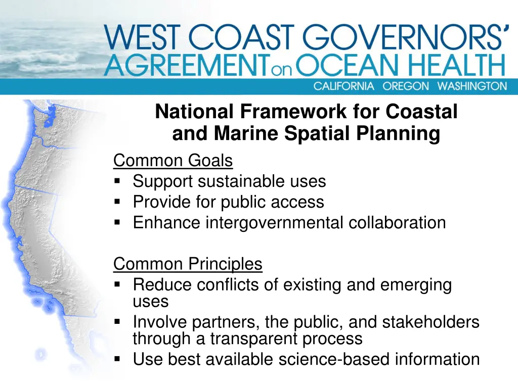 national framework for coastal and marine spatial