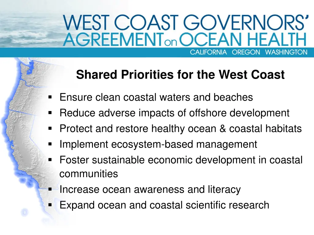 shared priorities for the west coast