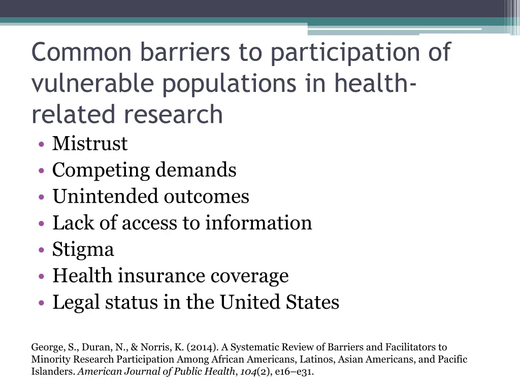 common barriers to participation of vulnerable