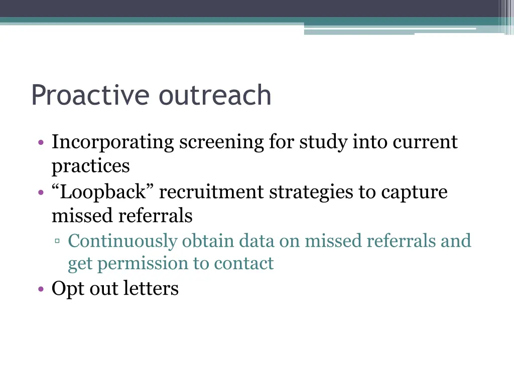proactive outreach