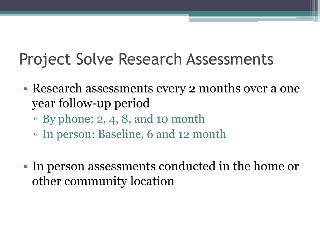 project solve research assessments
