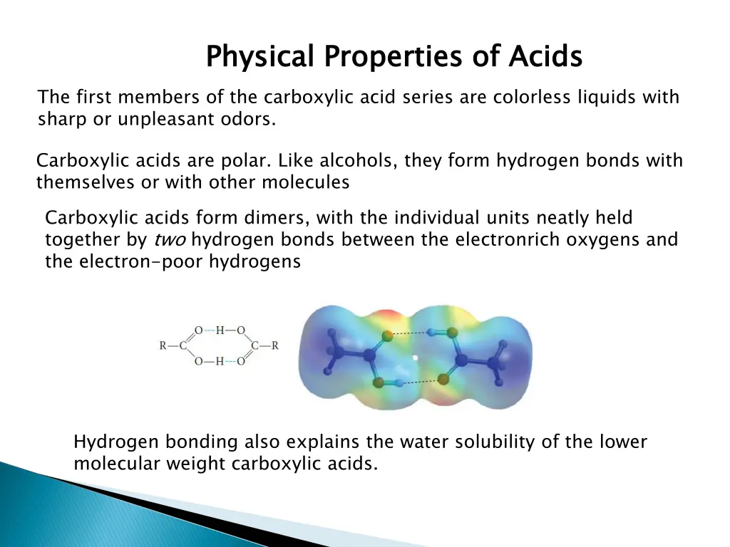 physical properties of acids the first members
