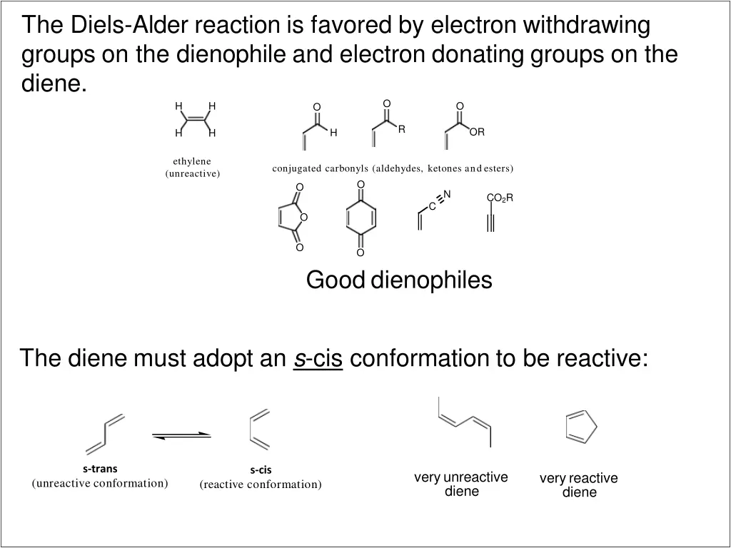 the diels alder reaction is favored by electron