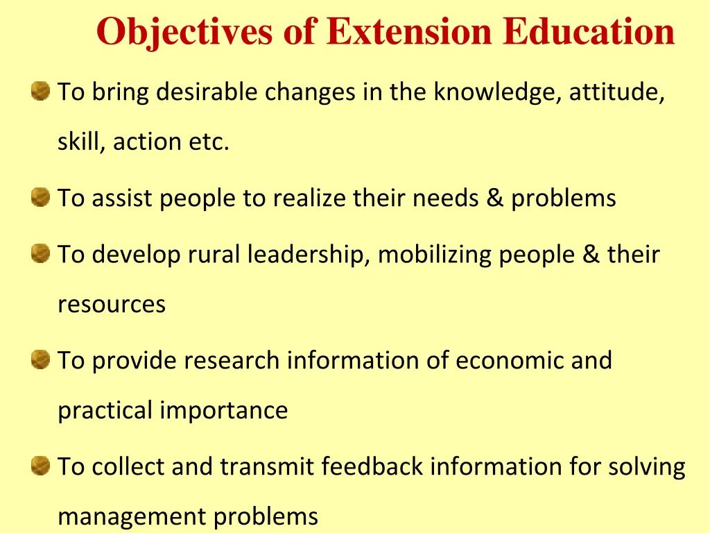 objectives of extension education