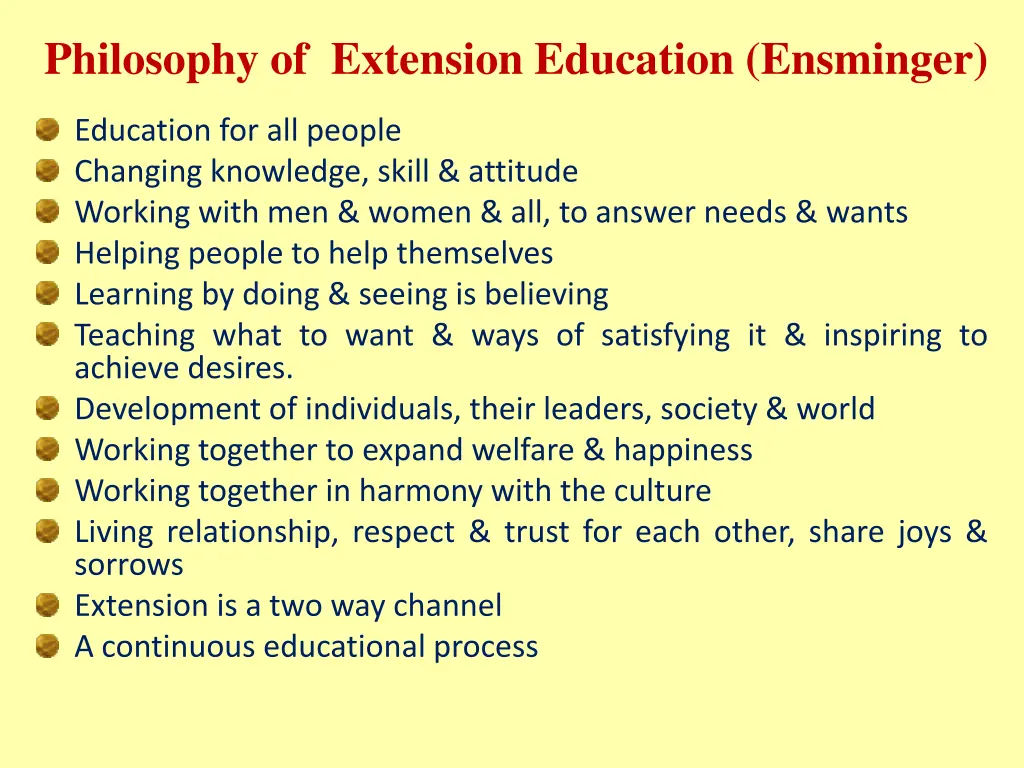 philosophy of extension education ensminger