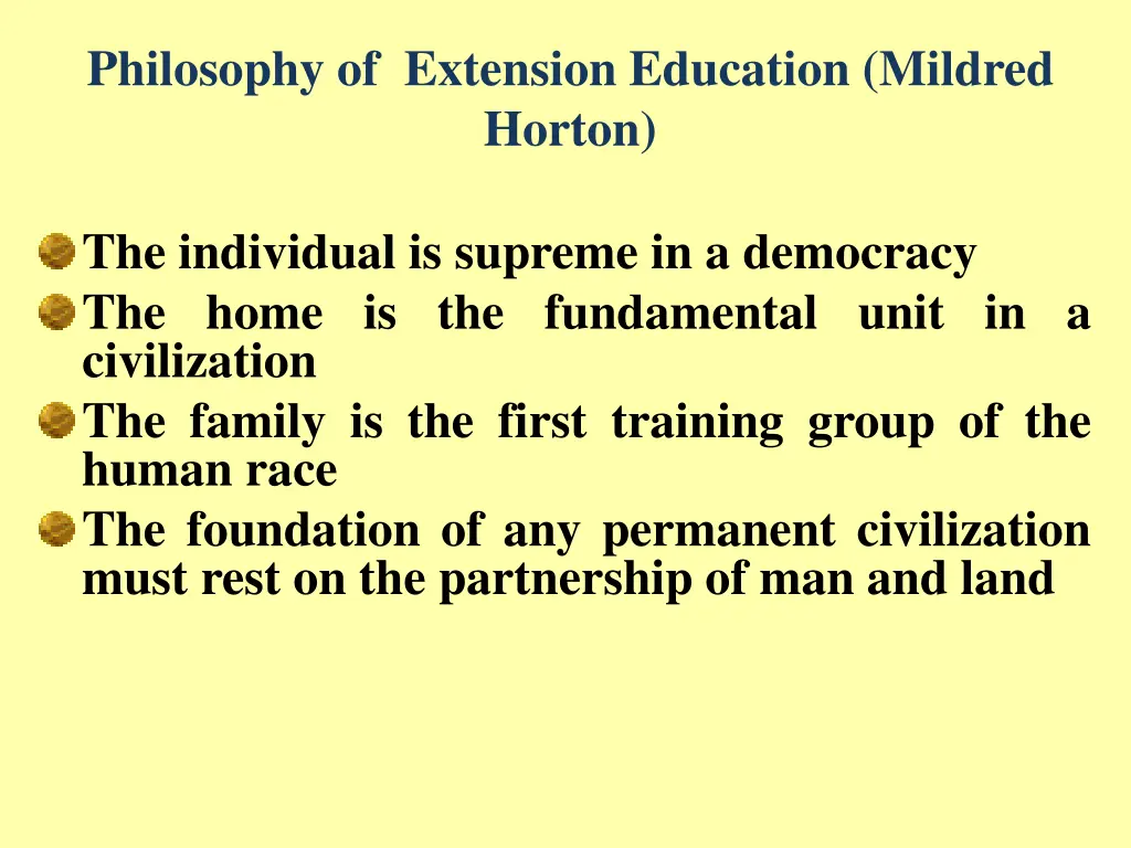 philosophy of extension education mildred horton