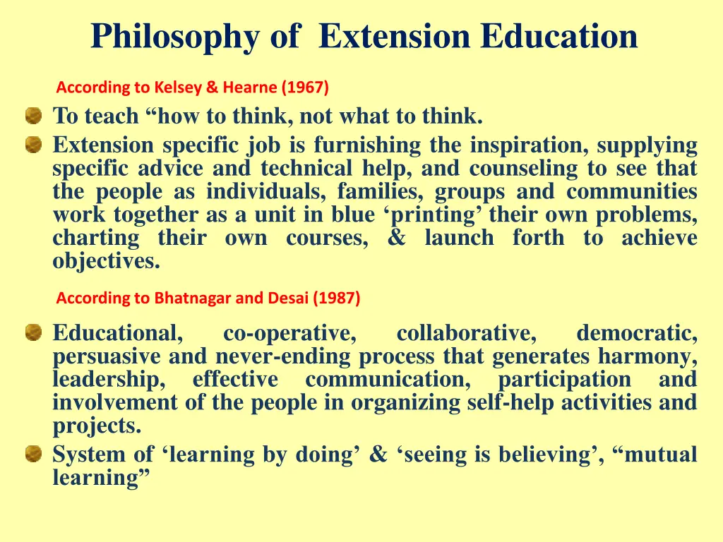 philosophy of extension education
