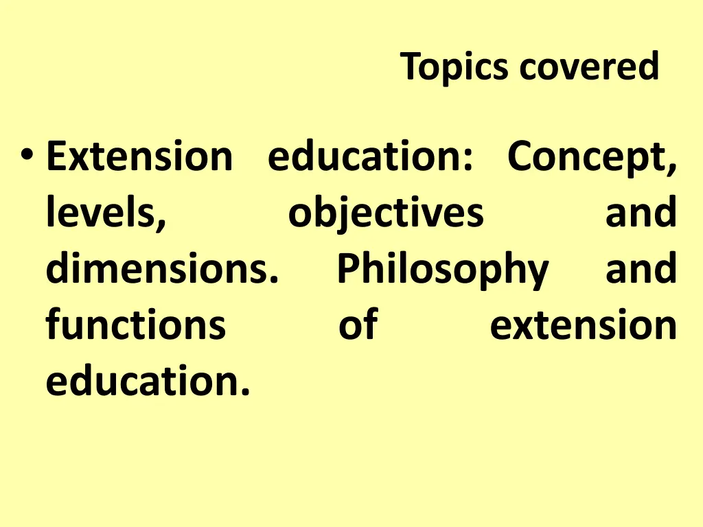 topics covered