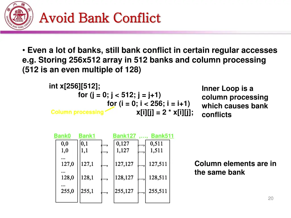 avoid bank conflict avoid bank conflict