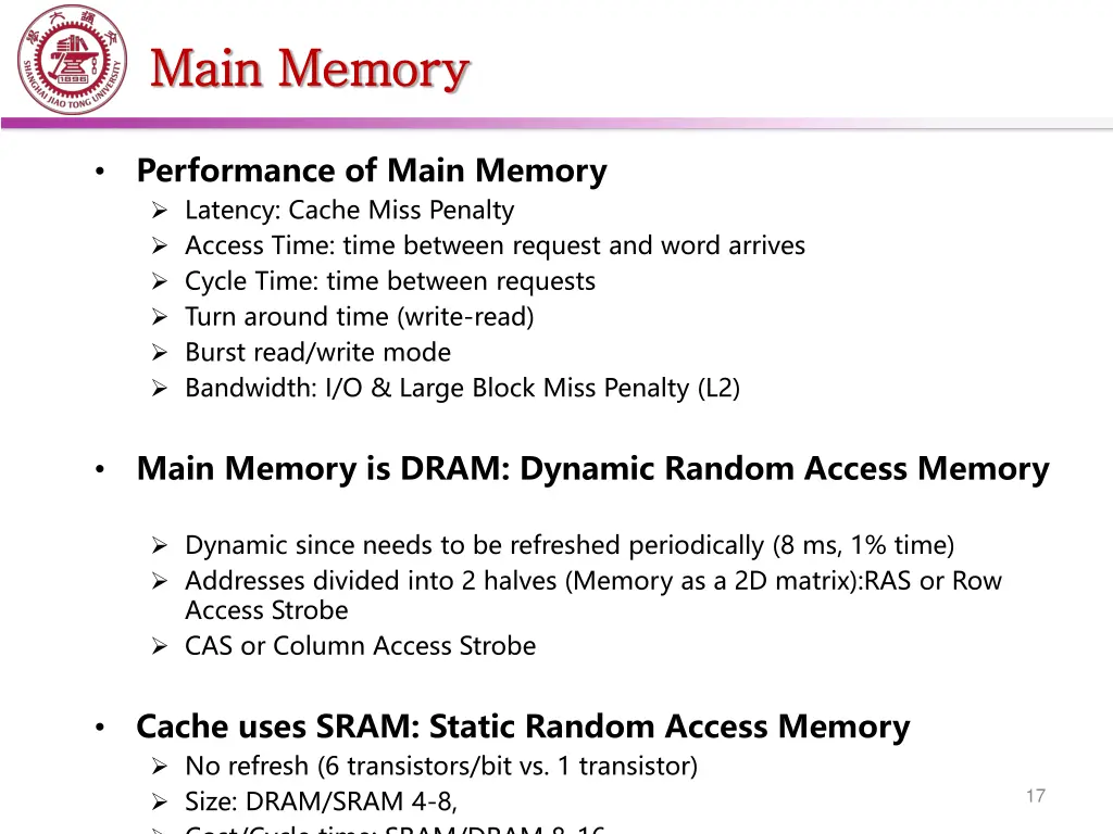 main memory main memory
