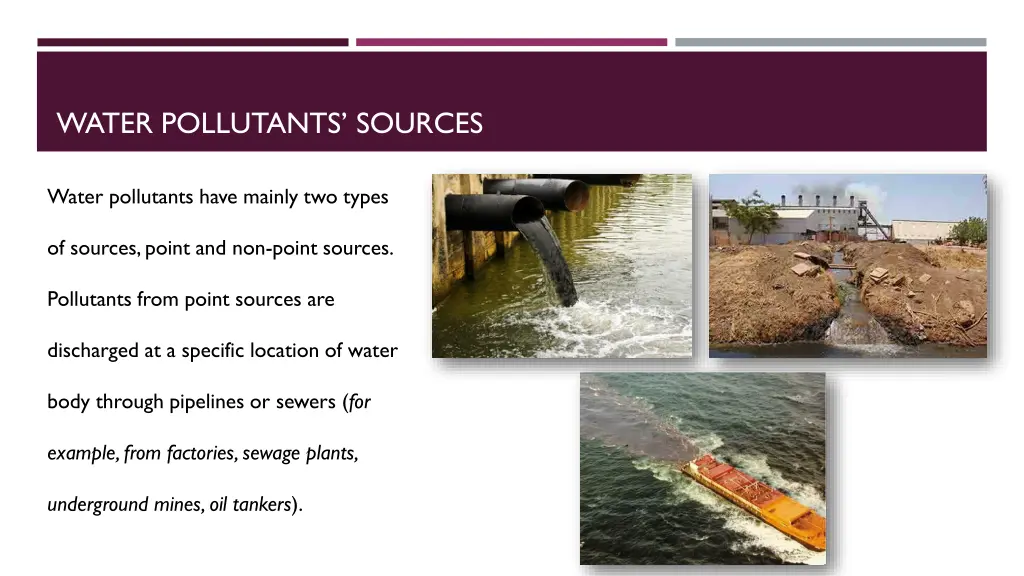 water pollutants sources