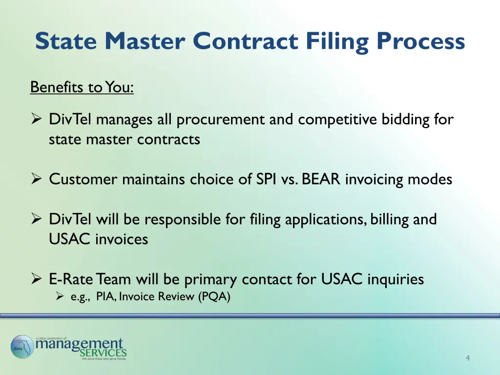 state master contract filing process