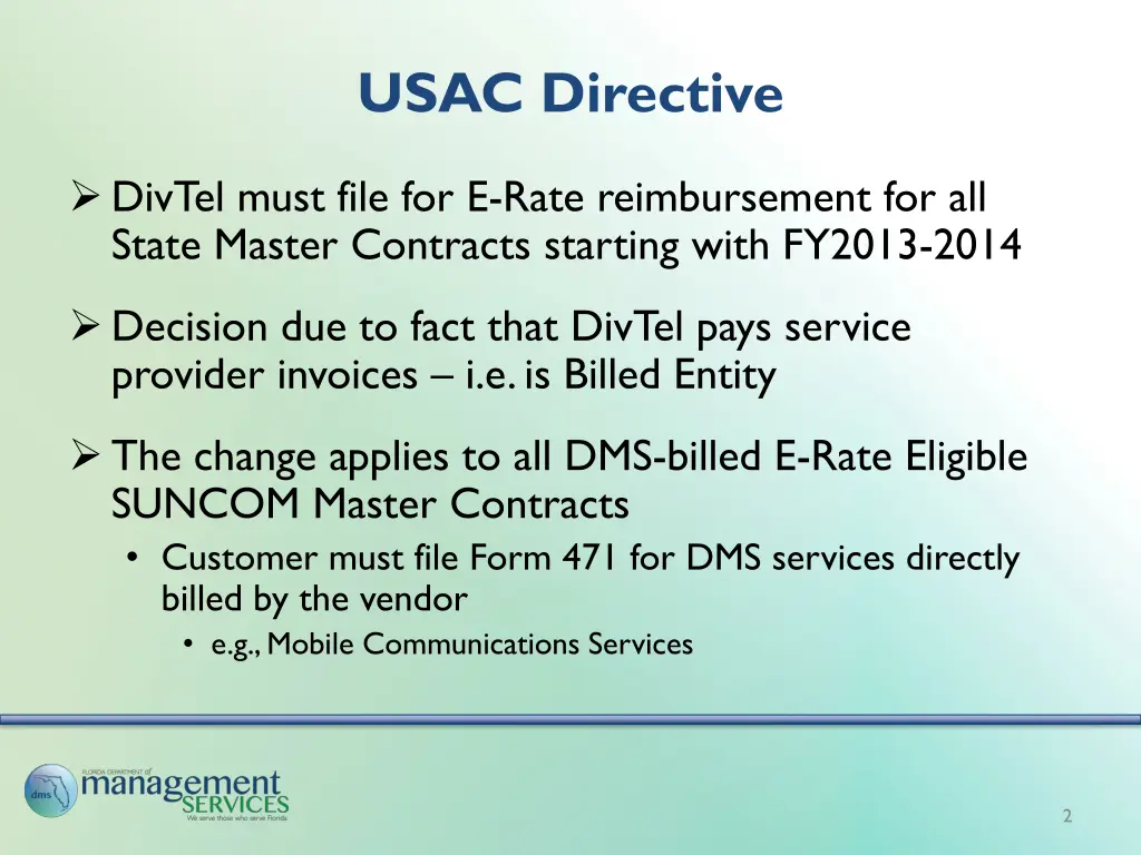 usac directive