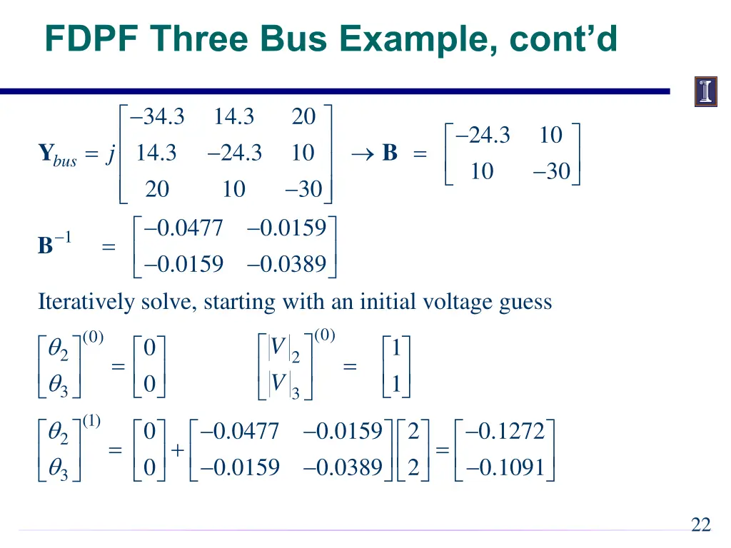 fdpf three bus example cont d