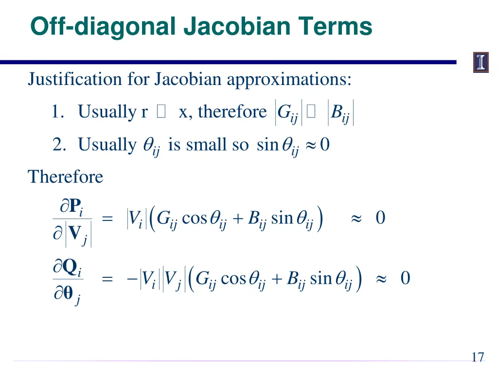off diagonal jacobian terms