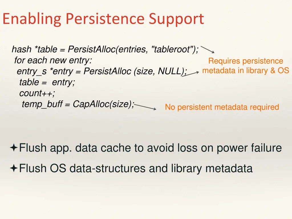 enabling persistence support