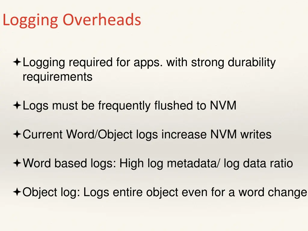 logging overheads